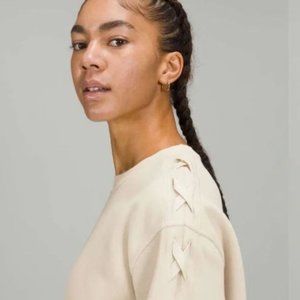 10 Lululemon Braided Sleeve Cozy Pullover White Opal